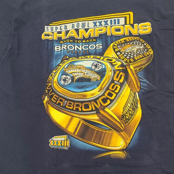 Pro Player Other - Super Bowl XXXIII Champions T-Shirt, Denver Broncos Superbowl Ring, Back To Back